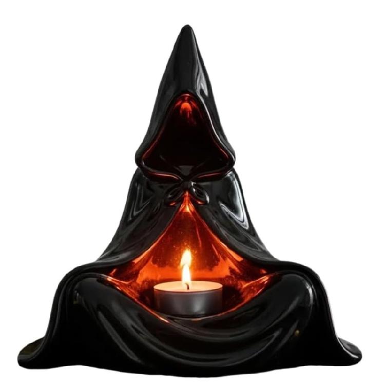 

Unique Mystical Wizard Figurine Tealight Candle Stand Resins Art Piece Candleholder For Halloween Themed Parties Ornament чорний