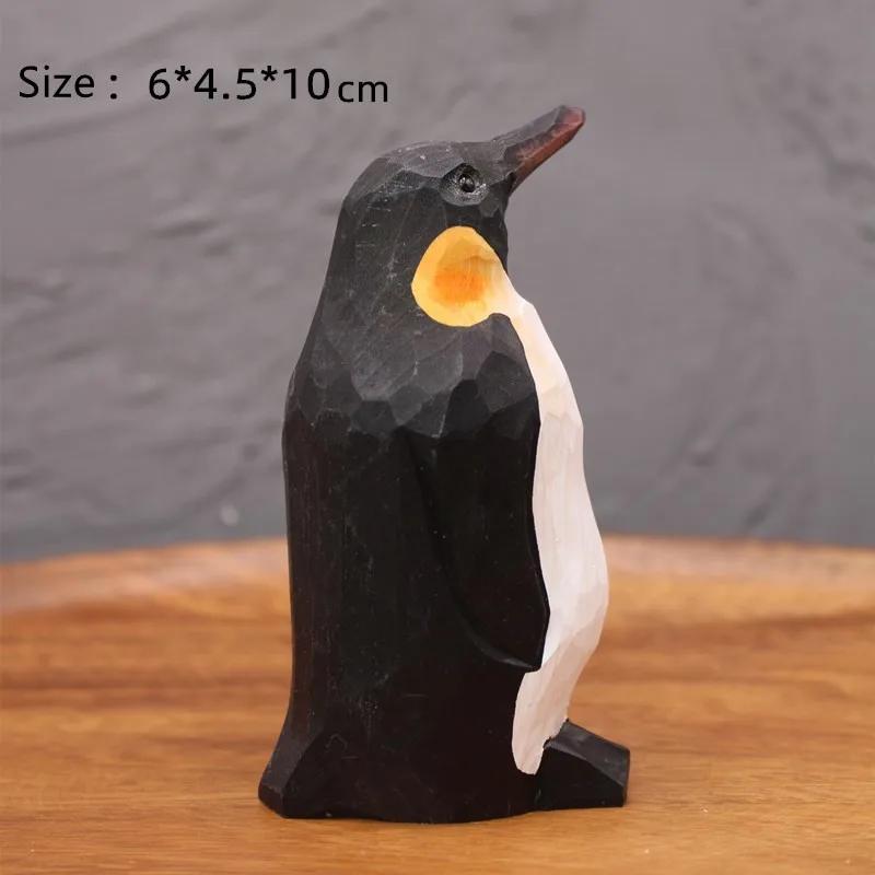 Crafts Penguin Simulation Animal Carving Log Decoration Emperor Penguin Decoration