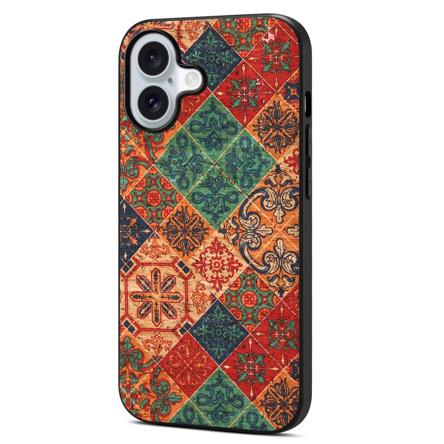 

For iPhone 17 Case Flower Print PU Leather+PC+TPU Phone Cover Winter/Blue