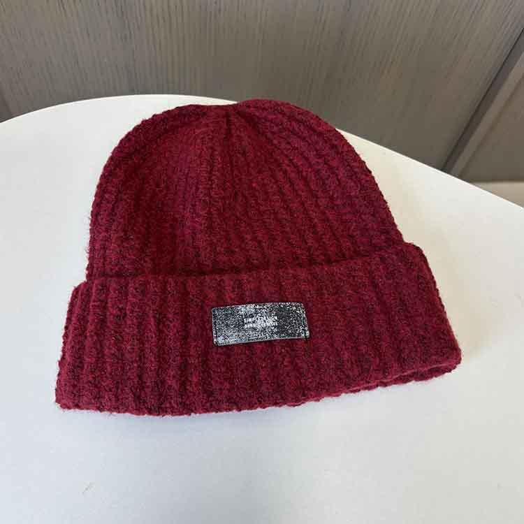 Patch Cloth Men S And Women S Knitted Hats Versatile Big Head Circumference Wool Hats Show Face Small Pullover Warm Cold Hats M（56-58cm）