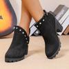 Large size high heel fashion boots women's new round head thick heel rhinestone women's boots