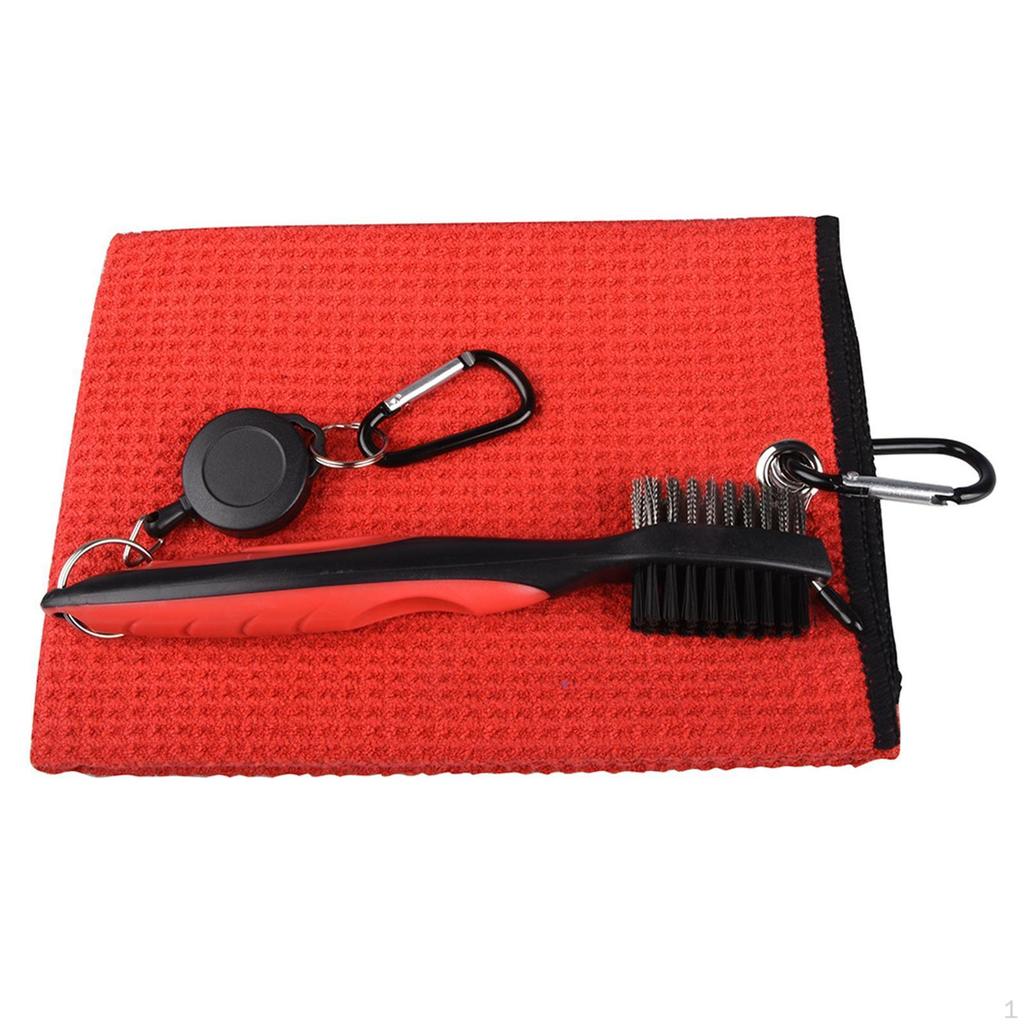 Double Sided Golf Club Brush Towel Golfer Gift Wiping Cloth Cleaning Tool Waffle