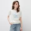 Women's Floral Embroidered Mulberry Silk Blend Knit T-Shirt