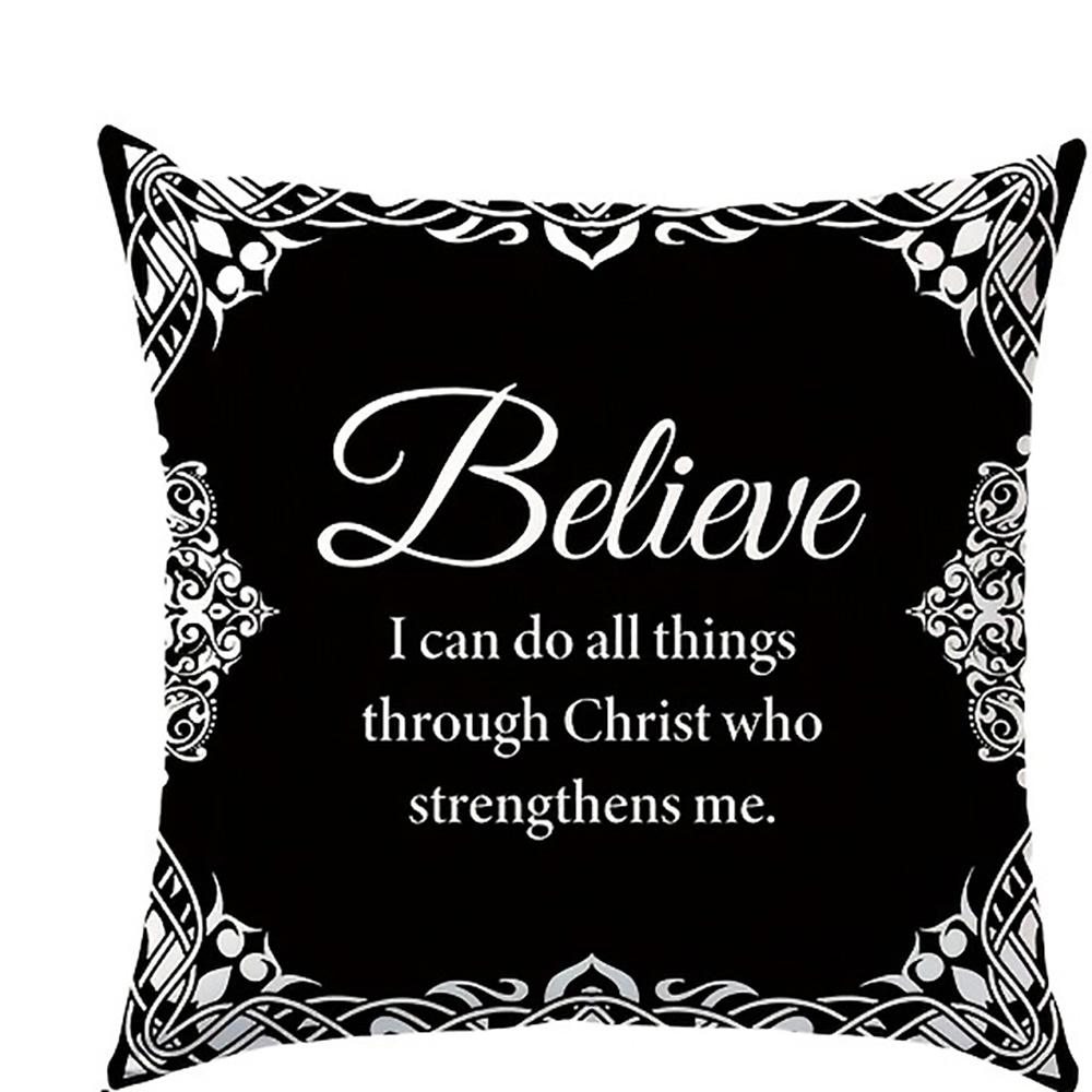 1/4pcs Believe Faith Joy Love Christian Themed Pillowcases Sofa cushion cover home bedroom room decoration