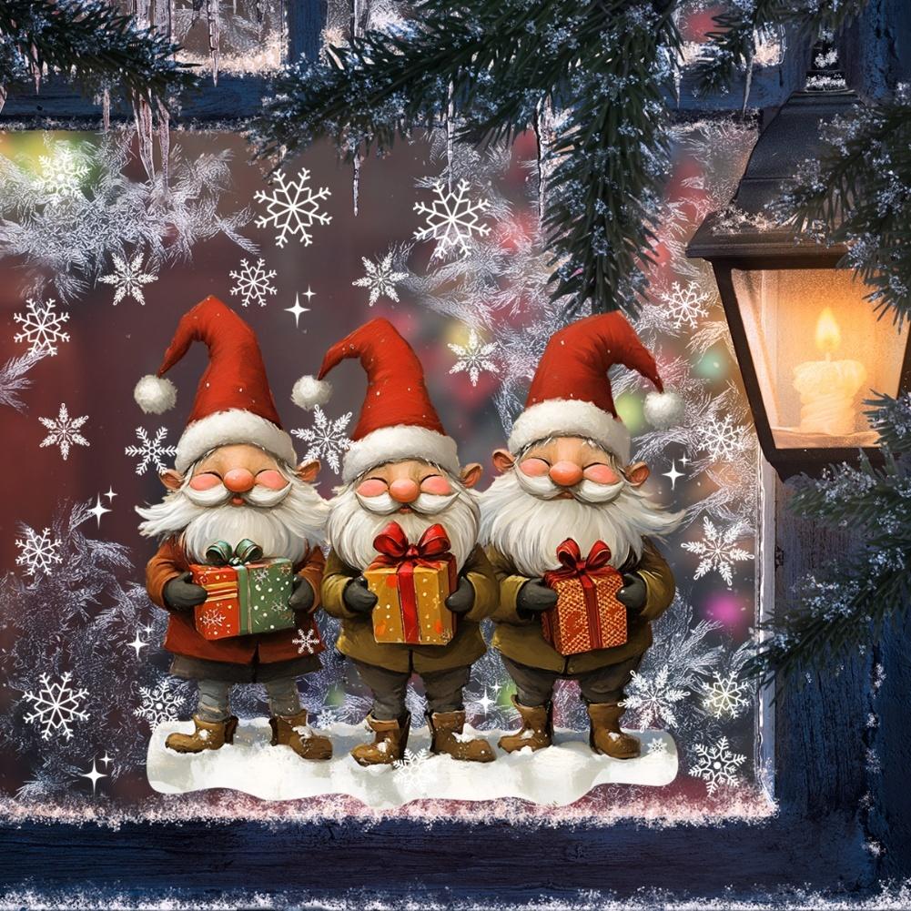 Holiday Home Decor Christmas Window Stickers Easy To Apply High-Quality PVC Material Santa Claus Design For Holiday Decorations