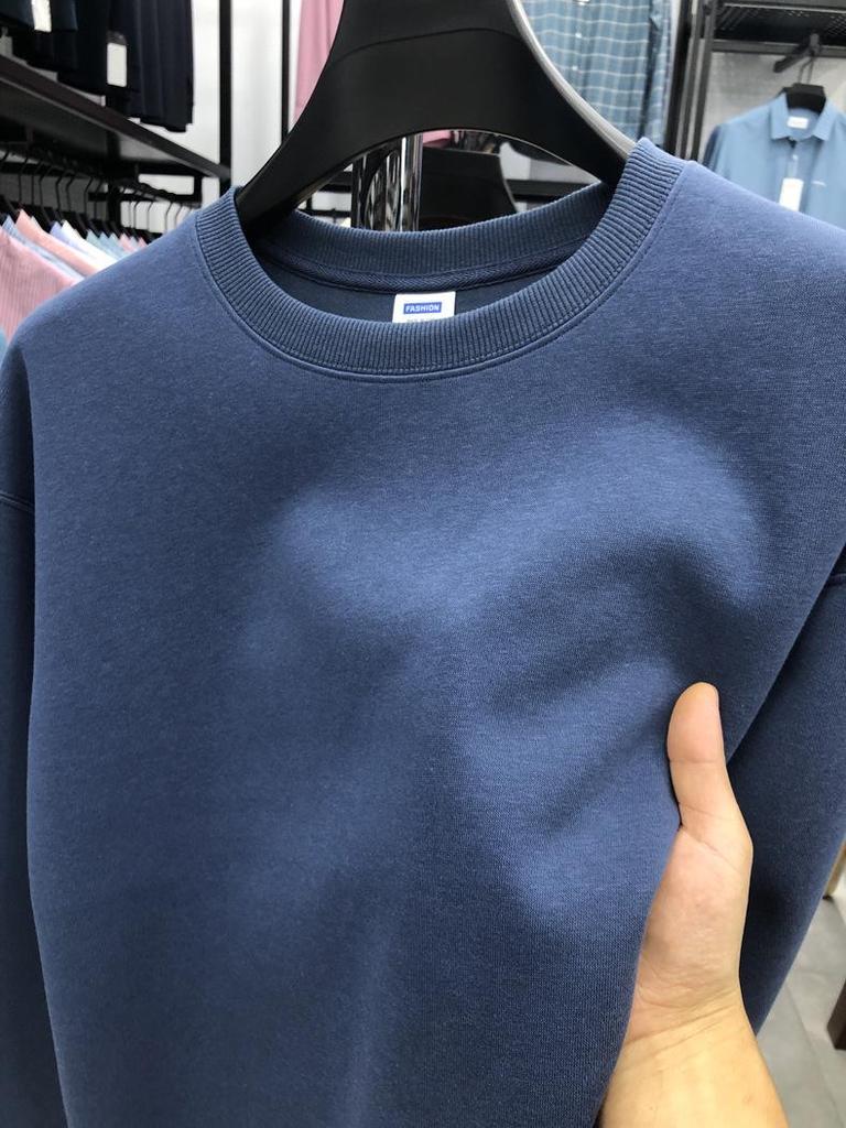 Men's Trendy Solid Color Crew Neck Sweatshirt - Casual Pullover for Autumn & Spring