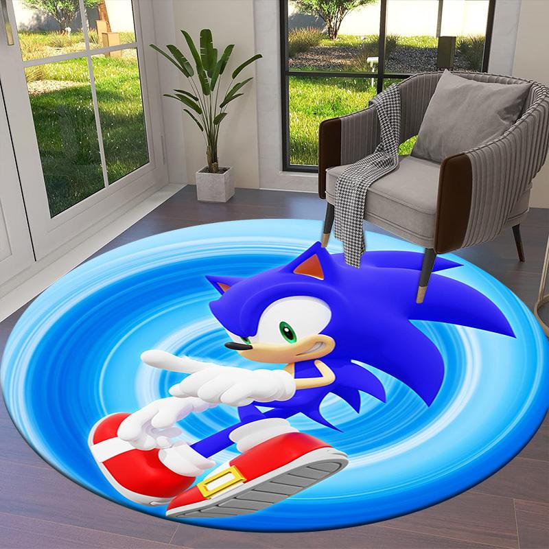 1pc Sonic the Hedgehog Speed Spin Round carpet, Made of Polyester,Perfect for Decorating Office Chairs, Living Rooms fplt060