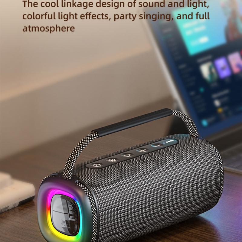 Rockmia Fresh New 30W RGB Wireless Bluetooth 5.3 Portable Stereo Music Boombox Speaker with RGB Light EBS-617 Waterproof