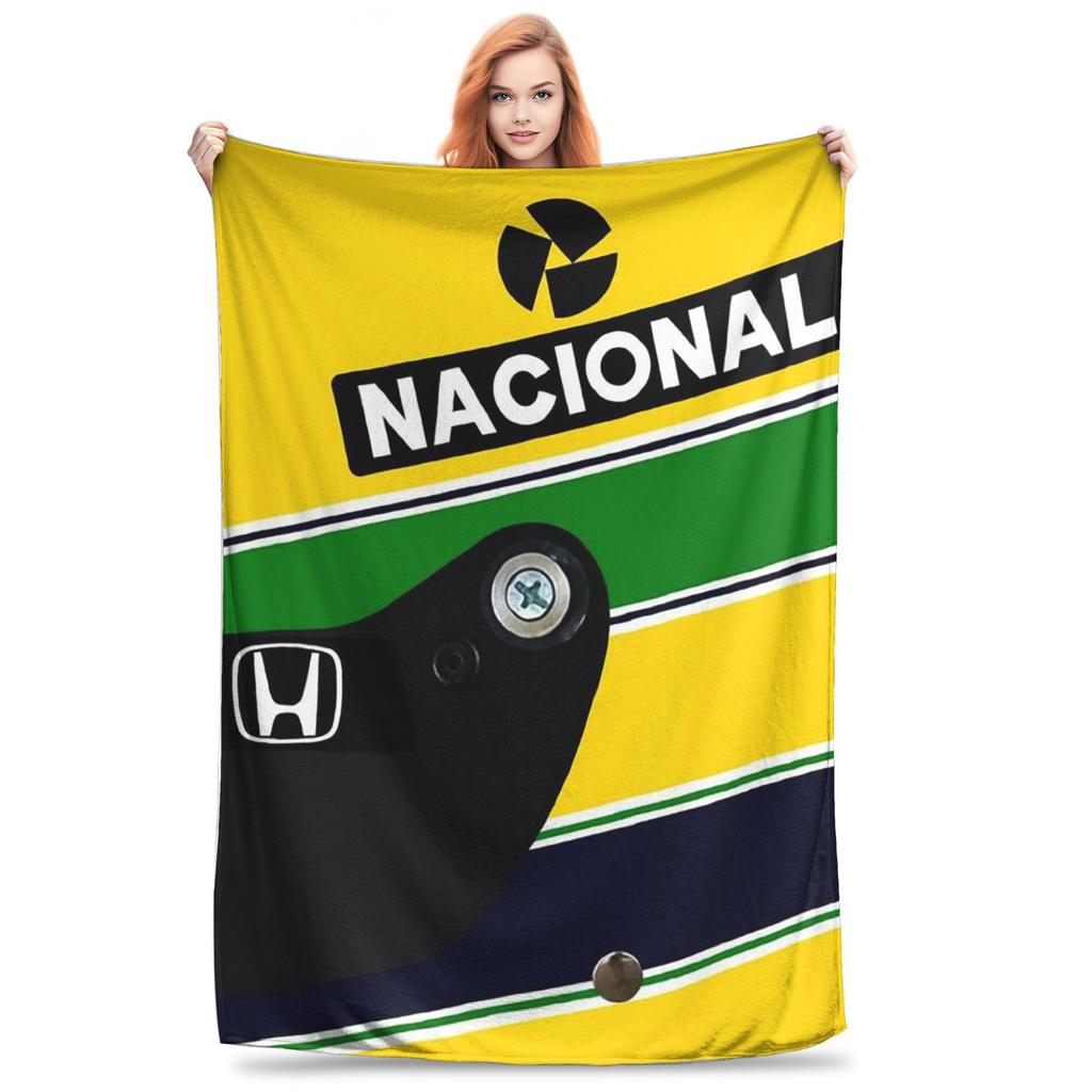 Flanelová deka Ayrton Senna 1991 Helma Závodní Teplé plyšové deky Měkké povlečení pro postel Obývací pokoj Domov Cestování Pohovka