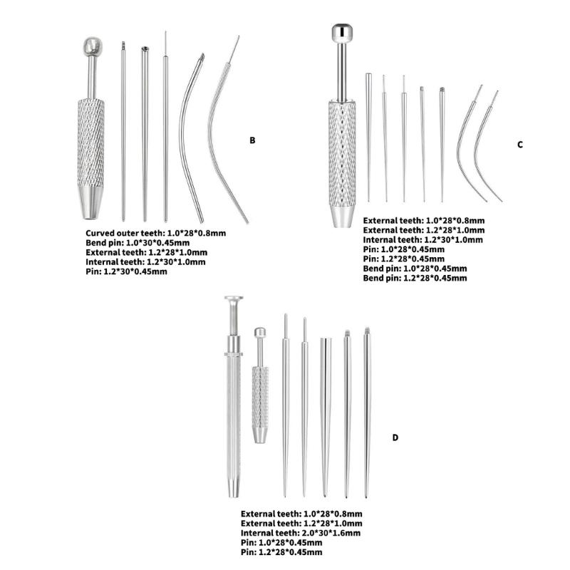 Practical Piercing Tool Set Stainless Steel Texture Suitable for Body Jewelry Insertion from 14G to 20G Safe Applicator
