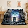 Gift Thanks To My Daughter Letter Present Flannel Blanket Soft Throw Blanket for Bedroom Living Room Bed Travel Picnic Nap Cover