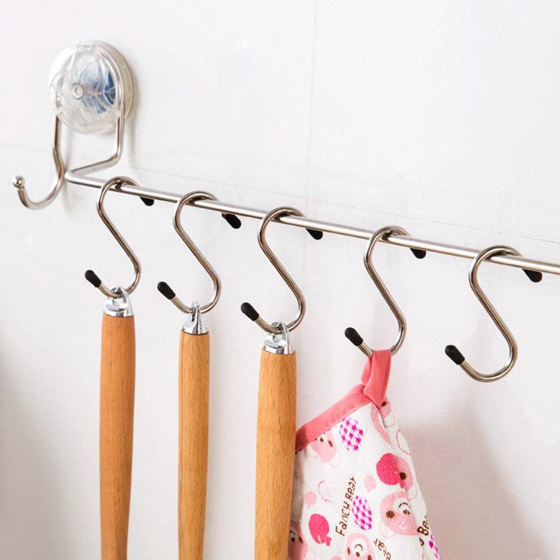 4pcs Stainless Steel Hooks Cabinet Door Back Clothes Towel Holder S-Shape Kitchen Bathroom Organizer Rack Bathrobe Hanger