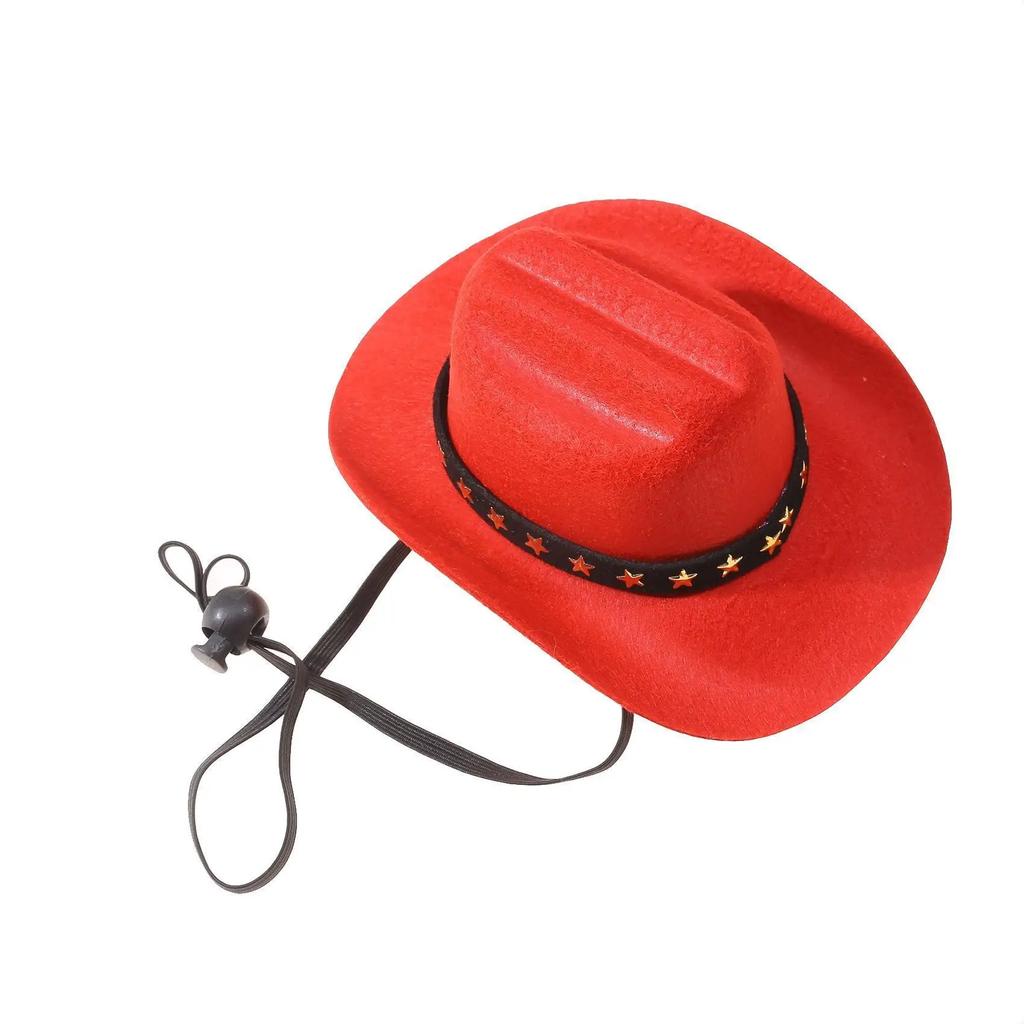 Dog & Cat Clothing Cowboy Style Star Pet Hat with Chin Strap