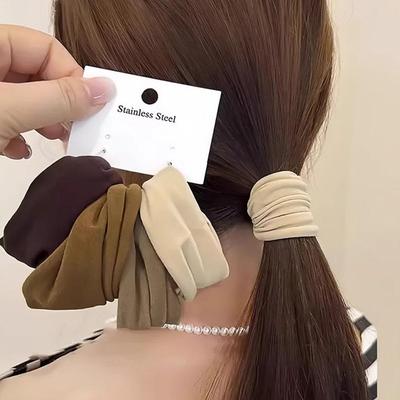 4PCS High Elasticity Hair Bands Solid Widen Jacquard Hair Tie Ropes Women High Ponytail Holder Hair Scrunchies Hair Accessories