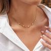 Uworld Vintage 18K Plated Gold Color White Round Zircon Necklace Women Stainless Steel Layered Necklaces Lady Jewelry Gift