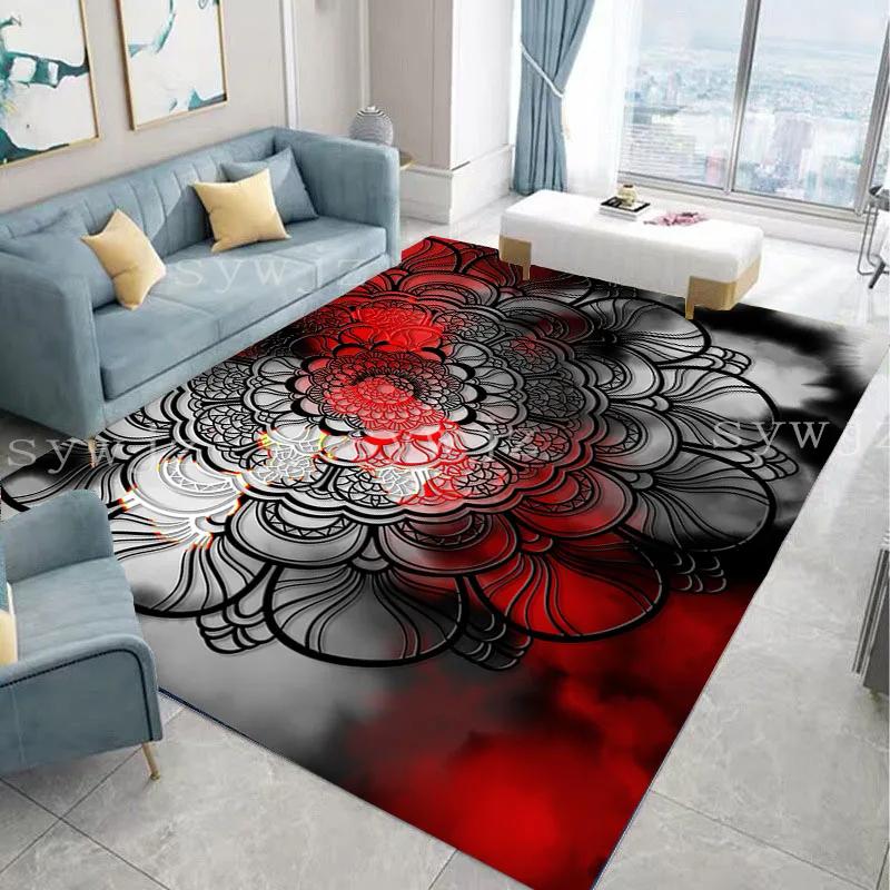 Bohemia Mandala Flower Living Room Carpet Boho Floral Area Rug Corridor Steps Non-slip Floor Mat Home Bedroom Bedside Mats