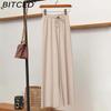 BITCED Ice Silk Cropped Trousers for Women Summer Lightweight High-Waisted Drapey Relaxed Fit Sun Protection Straight-Leg Wide-Leg Trousers