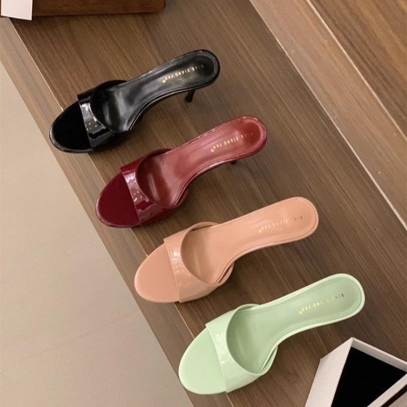 Fashion 2025 Summer New Brand Women Slipper Fashion Open Toe Slip On Slides Ladies Elegant Thin High Heel Dress Pumps Slides