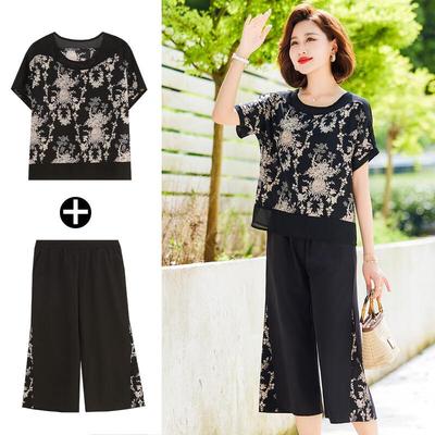 Women's Printed Casual Summer Set with Cropped Pants