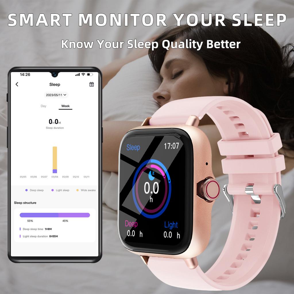 Men Women Smart Watch 1.83'' Waterproof Fitness Sports Watch Answer Call Sleep Sport Pedometer Information Alerts Smartwatch