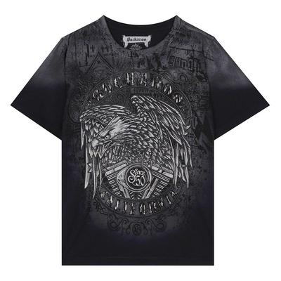 BUCKAROO T-shirt Manches Courtes Noir Œuvre d'Art Aigle Vintage Unique