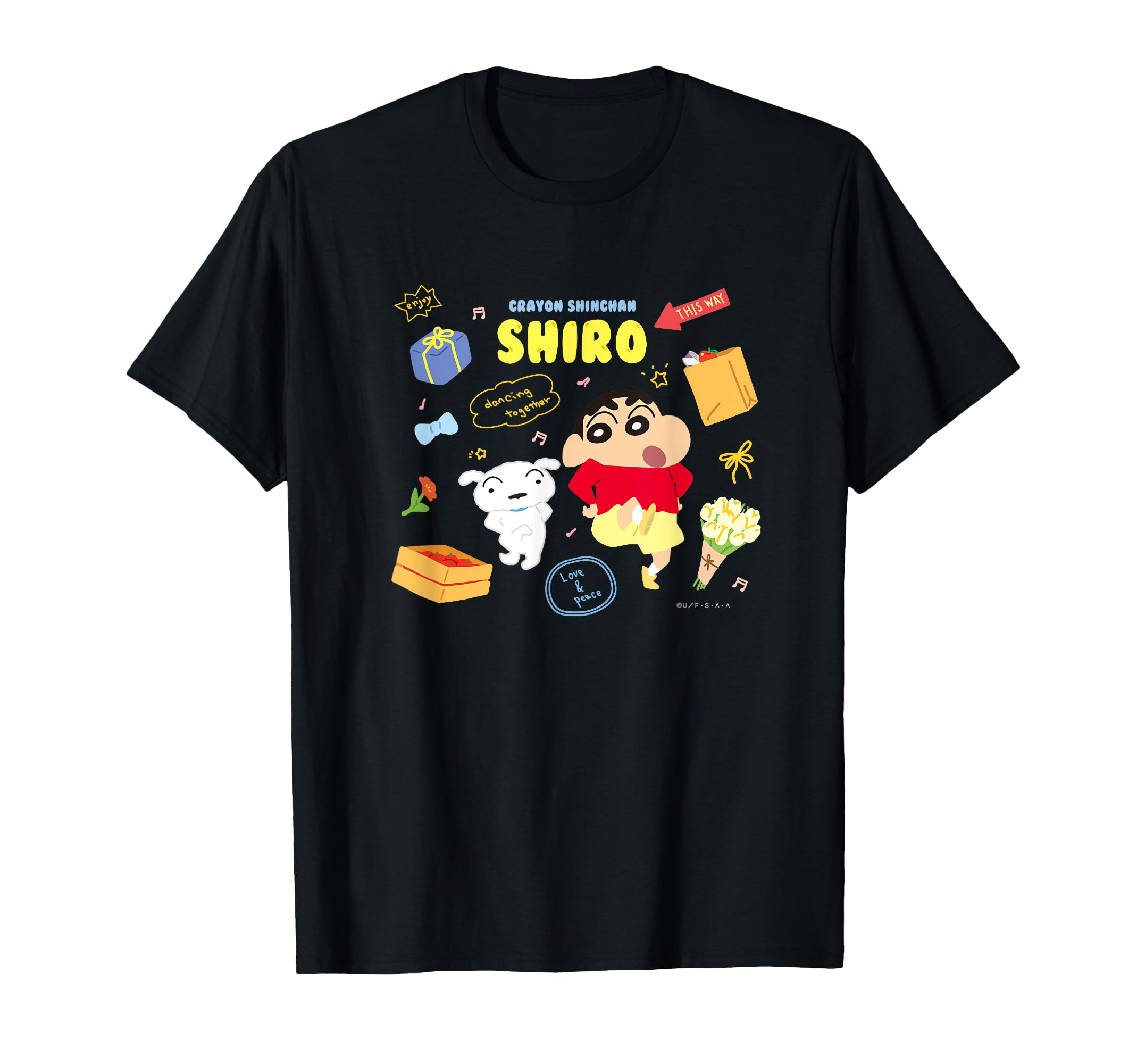 

Crayon Shiro dance together Shin-chan happy! T-shirt чёрный