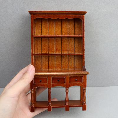Handcrafted Wooden Miniature Cabinet for 1/12 Scale Dollhouse Bedroom Storage Cabinet for Living Room Scene Decoration