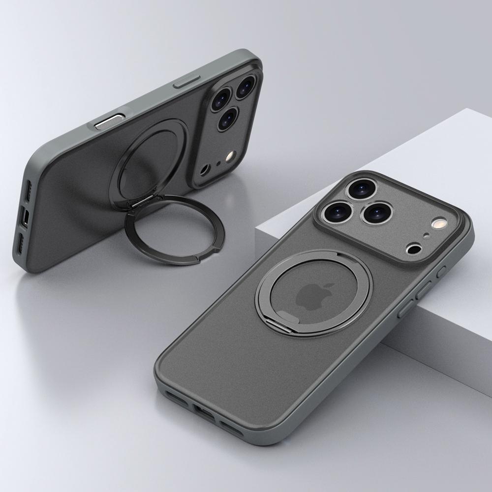 KEYSION 360° Rotating Magnetic Ring Stand Case for MagSafe for iPhone 17 Pro Max 17 Air Matte Transparent Shockproof Phone Cover