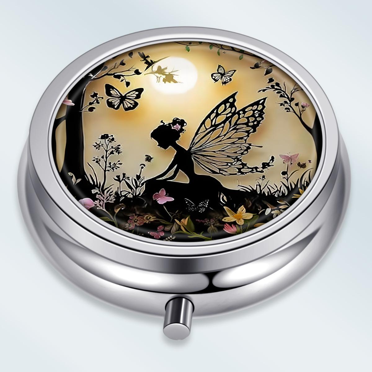 

Portable Pill Box with 3 Compartments, Mini Metal Medicine Organizer Case, Cute Printed Pill Container for Vitamins, Pills, Jewelry, Travel, Daily Use разноцветный