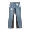 Trendy Wijde Jeans, Gewassen, Slijtageplekken, Patchwork, Unisex Stijl