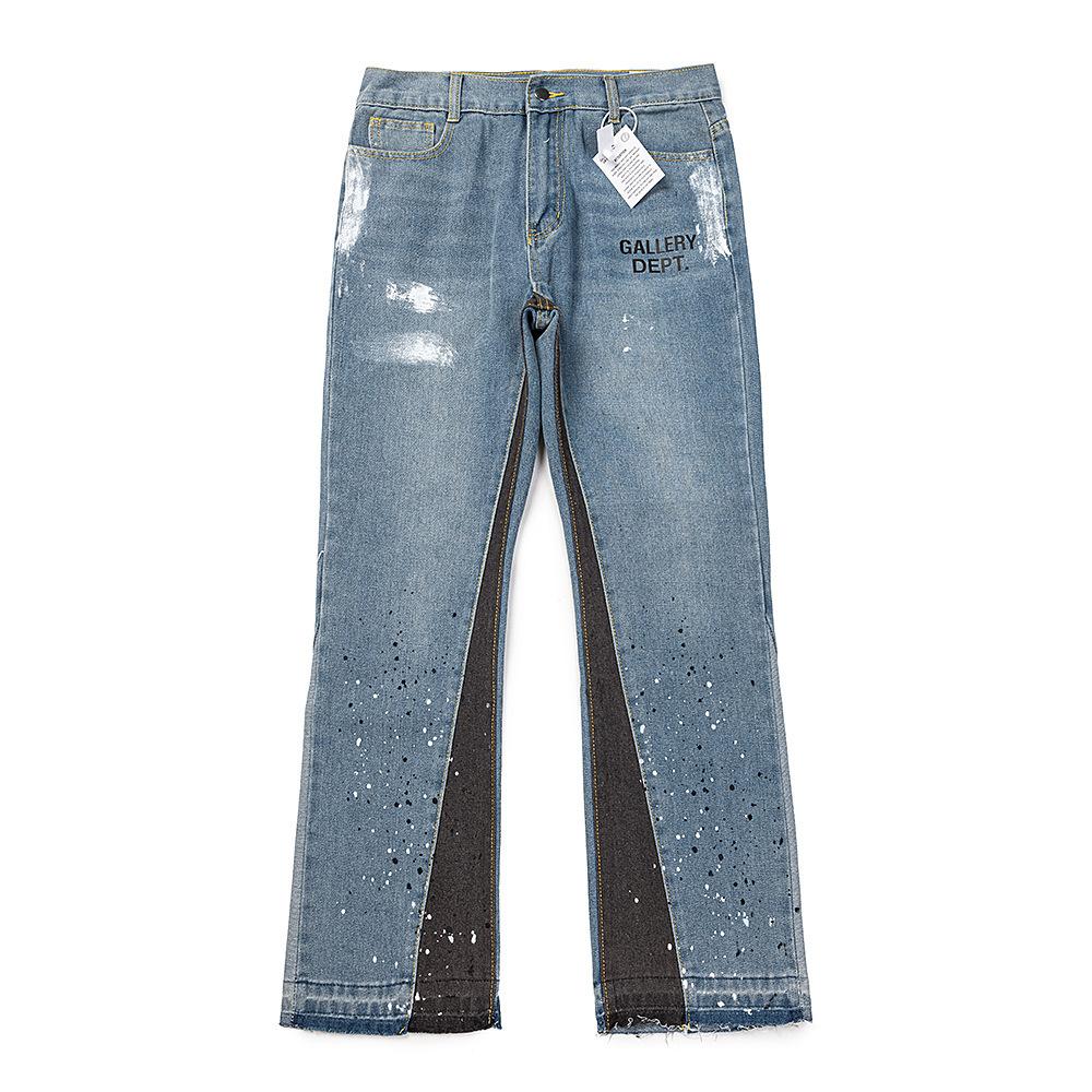 Trendy Wijde Jeans, Gewassen, Slijtageplekken, Patchwork, Unisex Stijl