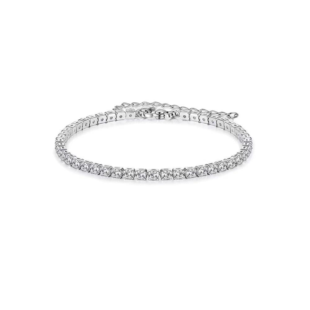 Bunte Zirkon Hip Hop Halskette: Einreihige Kristallkette Modeschmuck für Damen