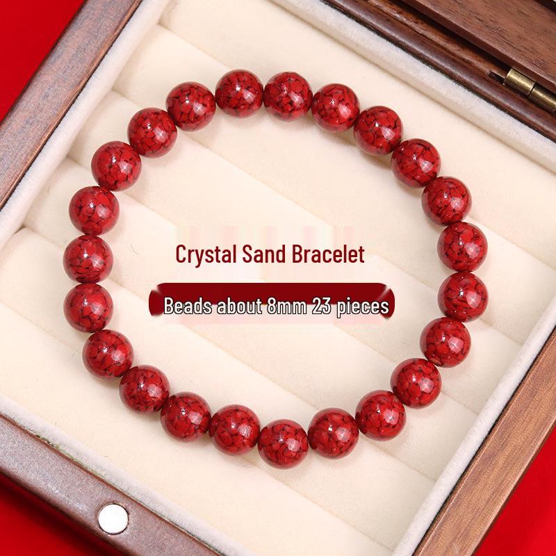 Lingxi Cinnabar Crystal Sand Bracelet with Raw Stone 