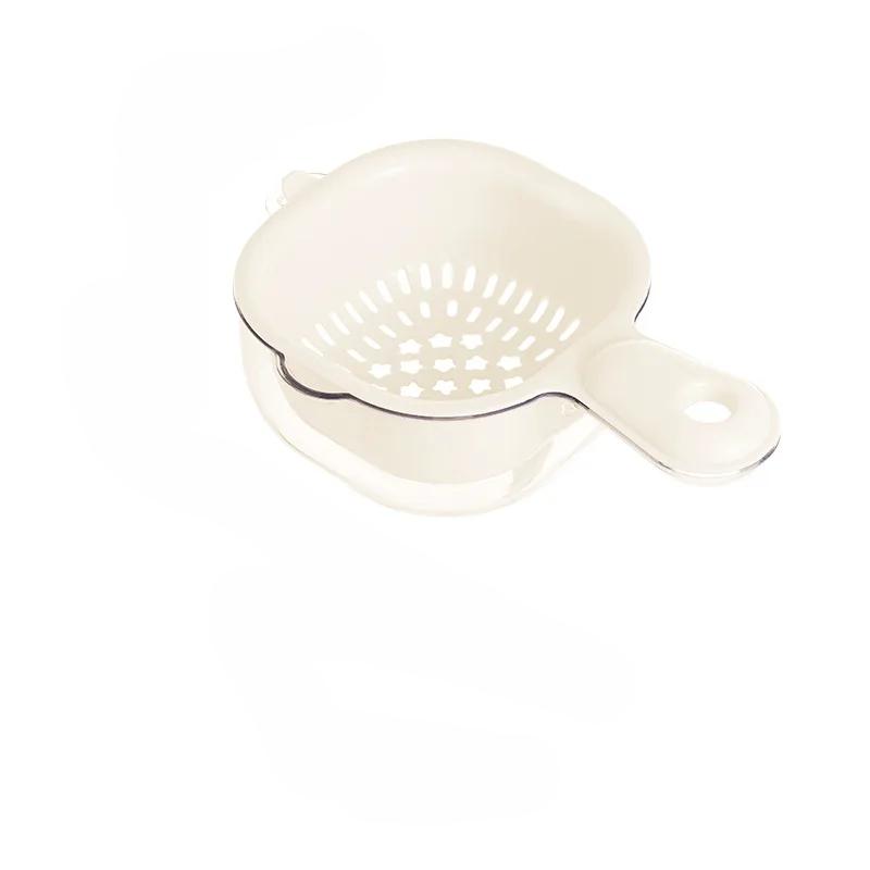 Double Drain Basket with handle,Multi-purpose Storage Drain Basket Household Fruit Vegetable Basket Plastic Drain Basket Acces