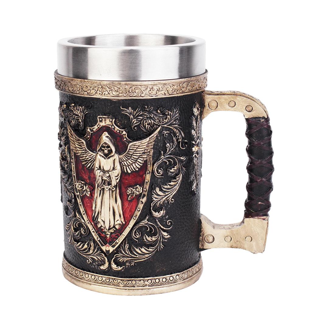 600ML Viking Mug Collection 304 Stainless Steel Insert Resin Beer Danegeld Tankard Coffee Beer Mugs Cup Halloween Friends Gift