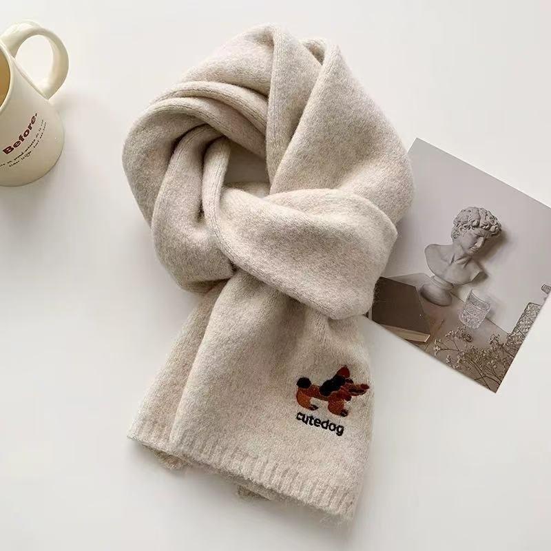 Knitted scarf winter thickened warm versatile wool cute kitten Japanese imitation skin-friendly knitted scarf