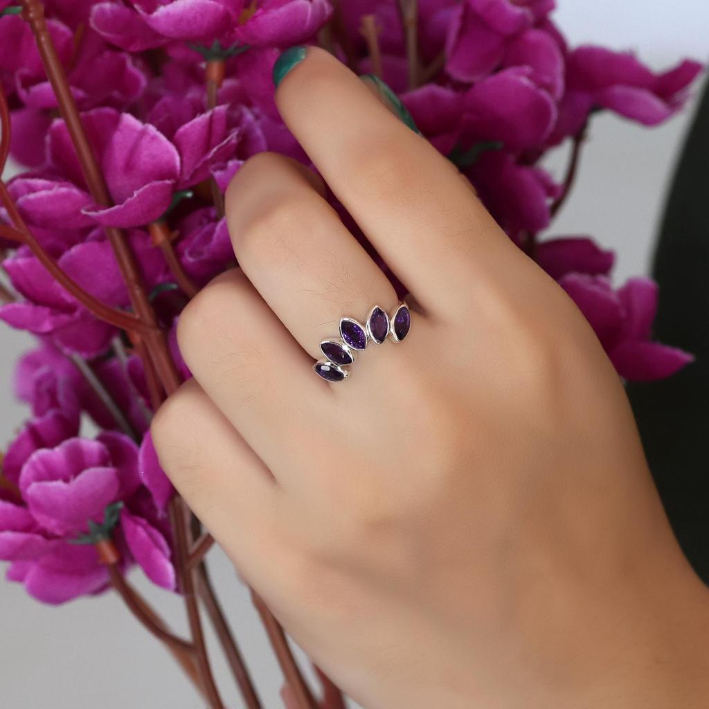 Amethyst Silver Ring, February Birthstone Jewelry, 925 Sterling Silver Handmade Jewelry, Women Silver Ring, Gift For Her Ar8952