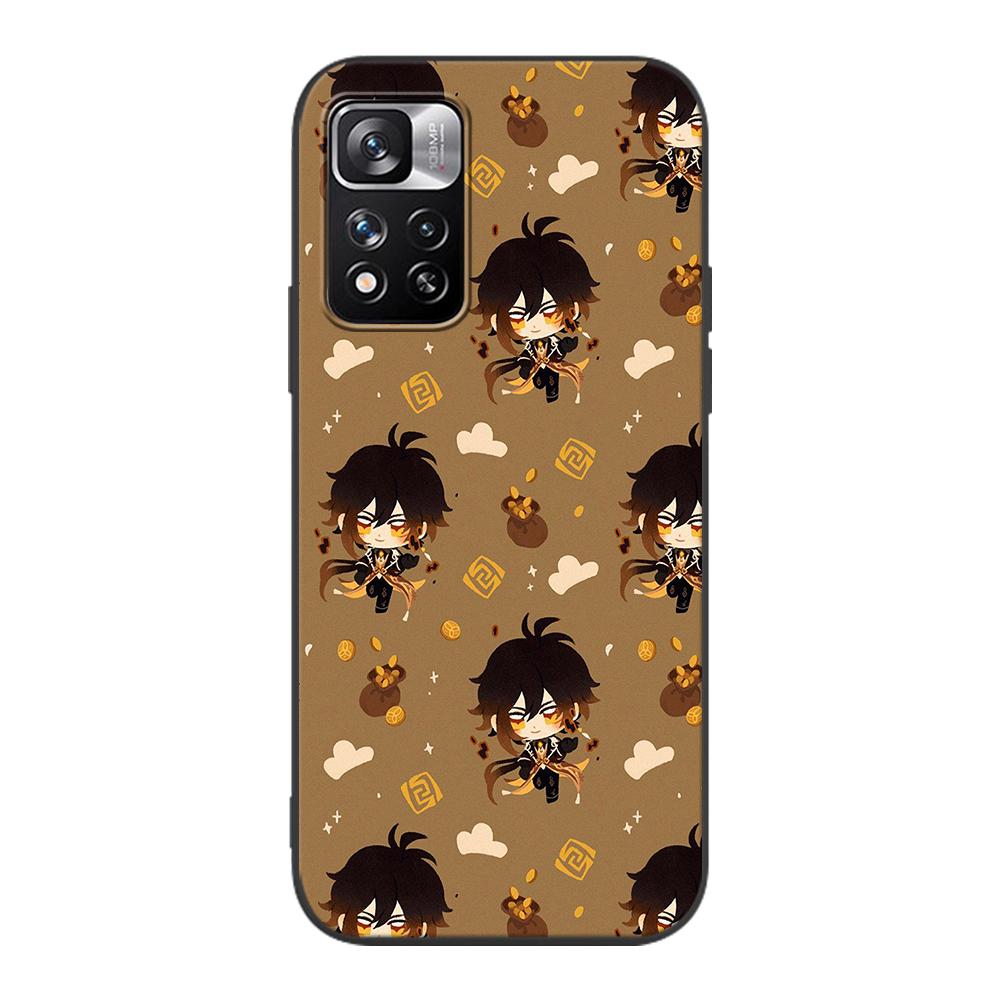 Cartoon Genshin Impact Case for Xiaomi Redmi Note 9S 9 8 10 11 Pro 9C 9A 7 8T 7A 8A 6A 6 10S Black Soft Silicone Phone Cover