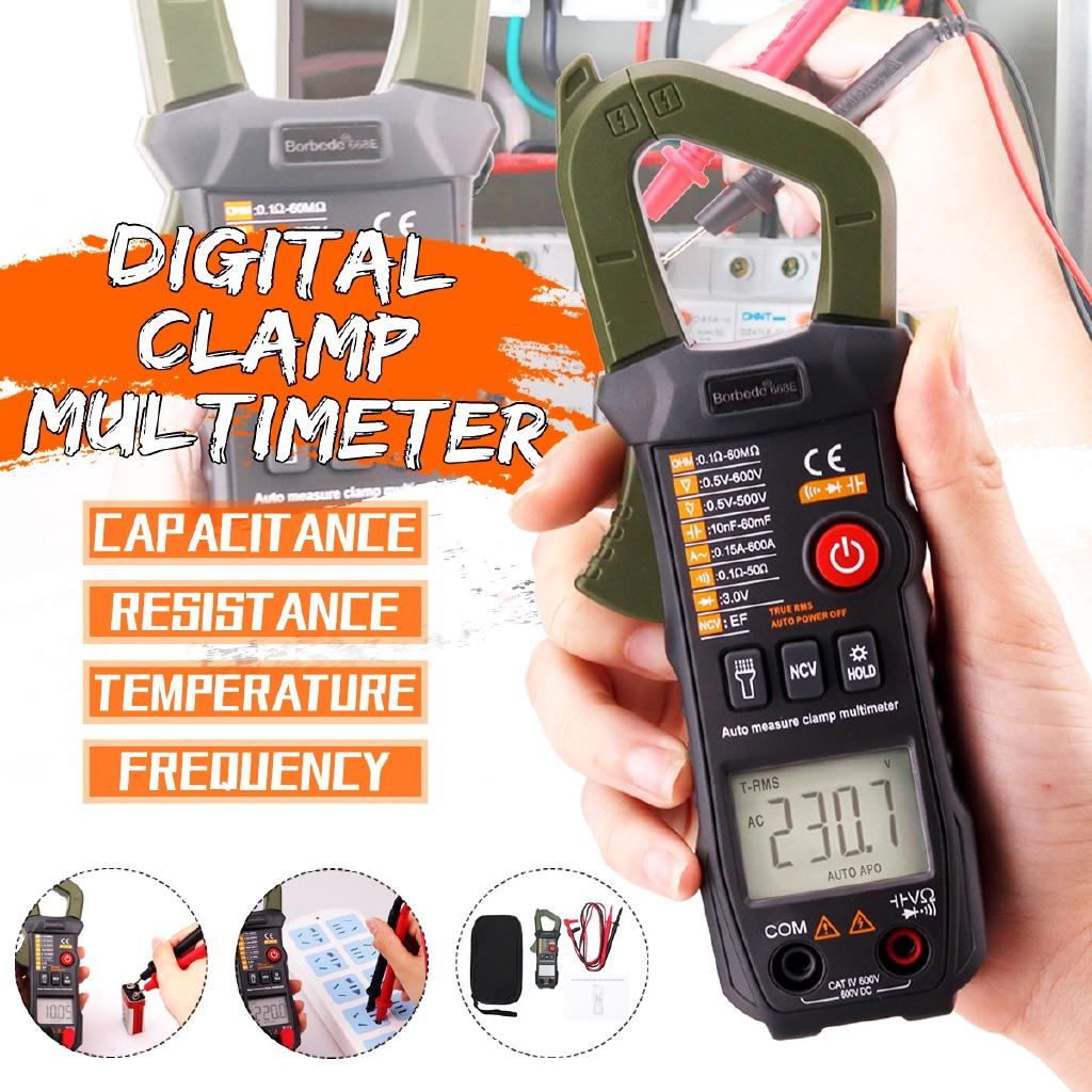 668E Digital Clamp Meter Multimeter Aut Identification 6000 Counts DC AC Resistance Capacitance NCV Tester Range Measure