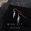Handmade Lavender Purple Zircon and Glass Crystal Color Block Forest Style Earrings