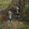 Cool Halloween Skeleton In Hoodie Resin Figurine - Gothic Desktop Decor, Cartoon Skull Statue