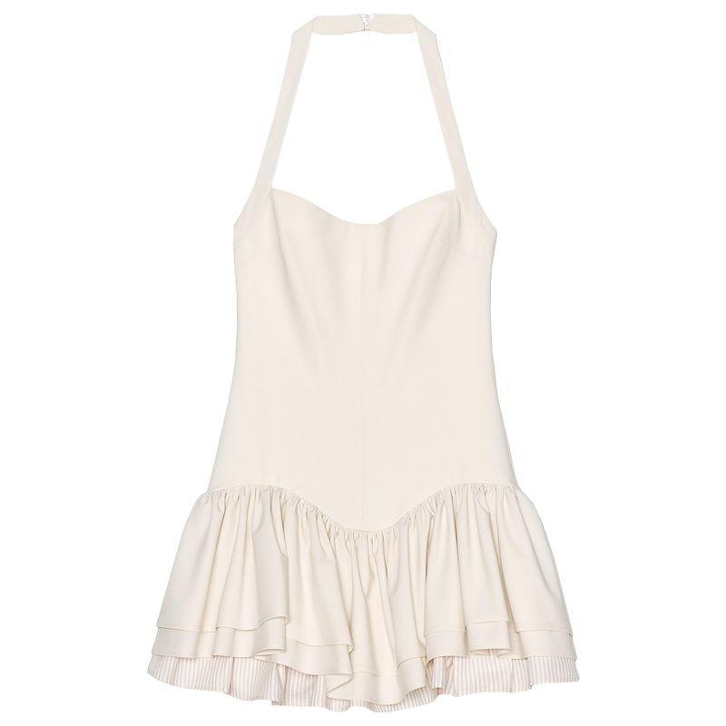 

Zaprha 2025 Новое поступление Милый милый ламинированный декор в полоску Комбинезон-платье на халтере 3152815 raw white L