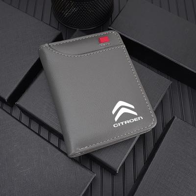 Mini Creditcard Portemonnee van Leer Draagbare Portemonnee Auto Embleem Portemonnee Voor C4 C3 C5 C1 C2 C6 Aircross Picasso Cactus Berlingo