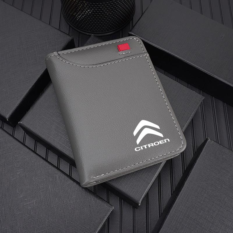 Mini Creditcard Portemonnee van Leer Draagbare Portemonnee Auto Embleem Portemonnee Voor Citroen C4 C3 C5 C1 C2 C6 Aircross Picasso Cactus Berlingo