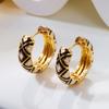 Vintage Colorful Enamel Daisy Chunky Hoop Earrings Gold Flower Circle Huggie Earrings For Women Party Jewelry