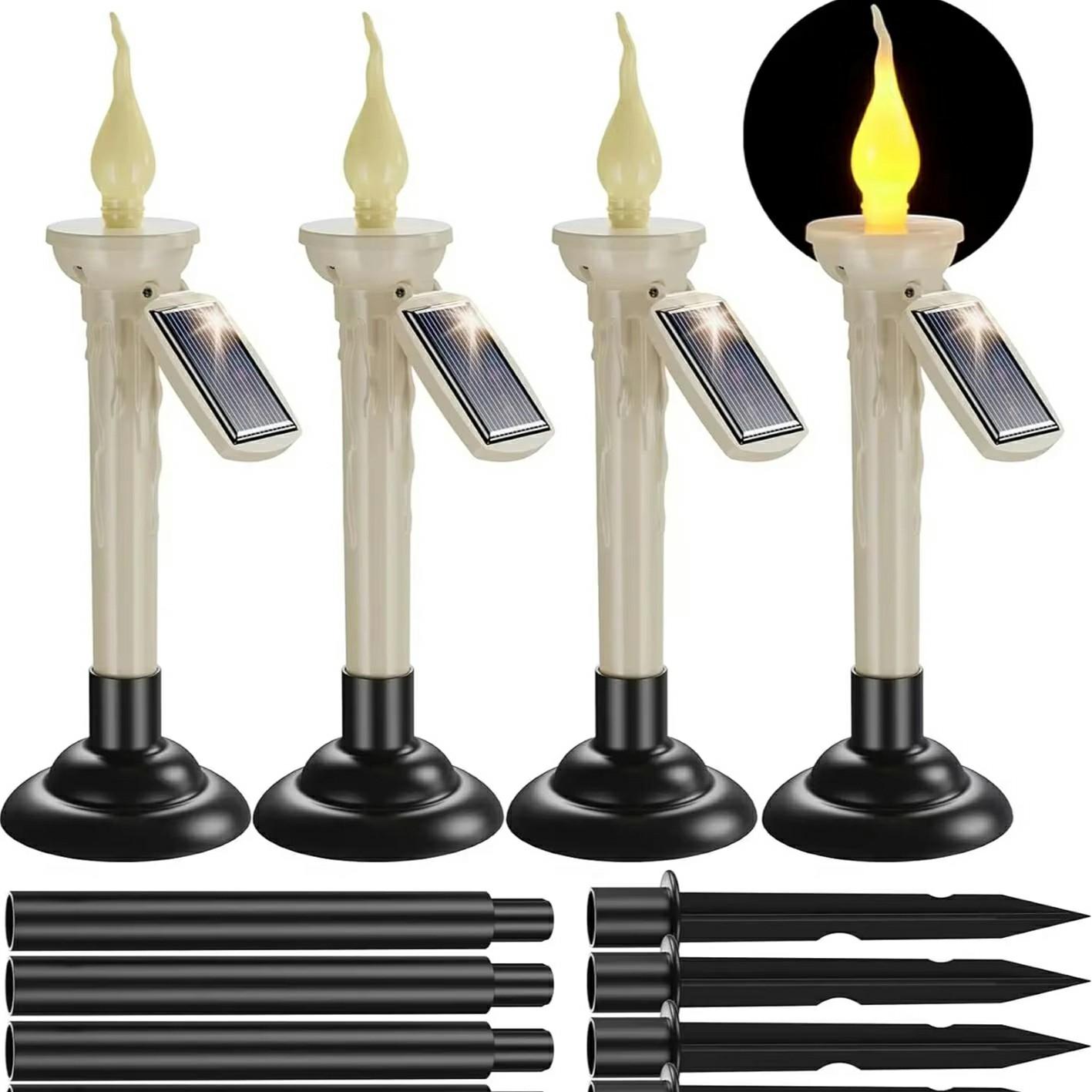 

4Pcs Outdoor Solar Candle Lights LED Garden Stake Lamps Halloween Decor for Lawn/Patio/Yard A