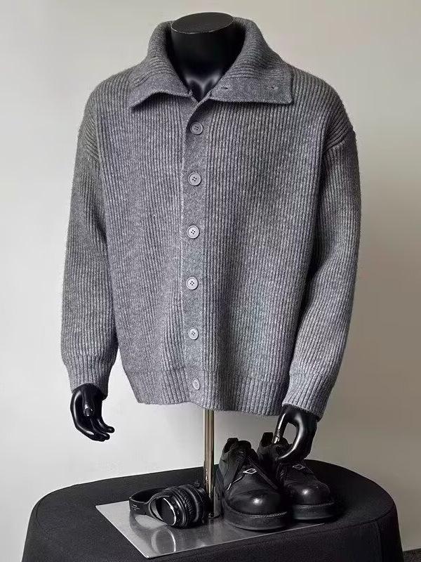 Cardigan Rétro Lâche pour Homme - Couleur Unie, Style Automne/Hiver