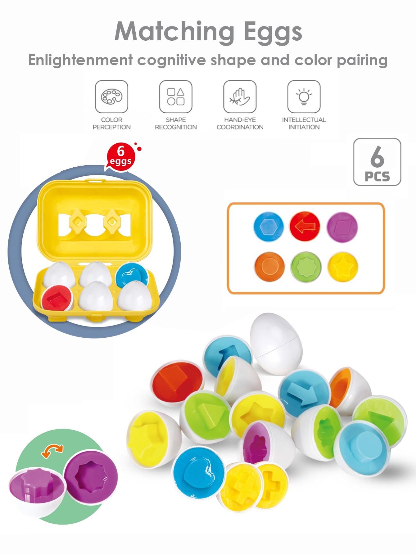 

6Pcs Infant Smart Eggs Montessori Instructive Playthings Designed For Children Colour Shape Matching Recognize Toddler Intelligent Educational
