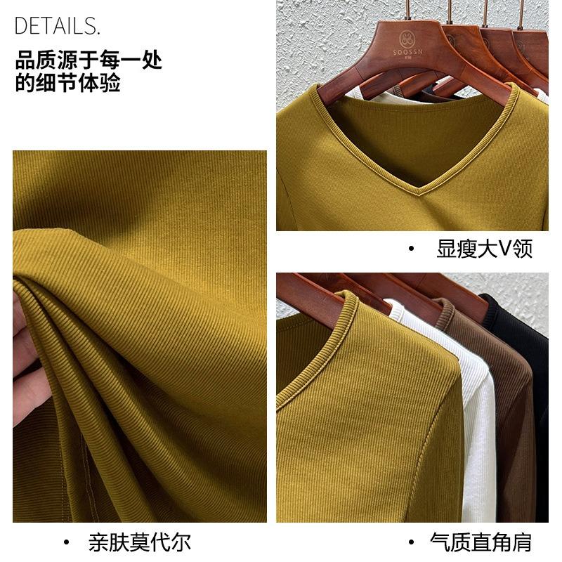 Modal women's summer and autumn new thin solid-color top, soft mask bottoming shirt, women's inside
