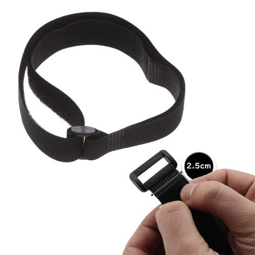 Samcos Cargo Tie Straps, 10-Piece Set, 2.5cm x 60cm, Velcro, Non-Slip, Non-Contracting, with Buckle, Multi-Purpose Tool, Adjustable Length, for Packin